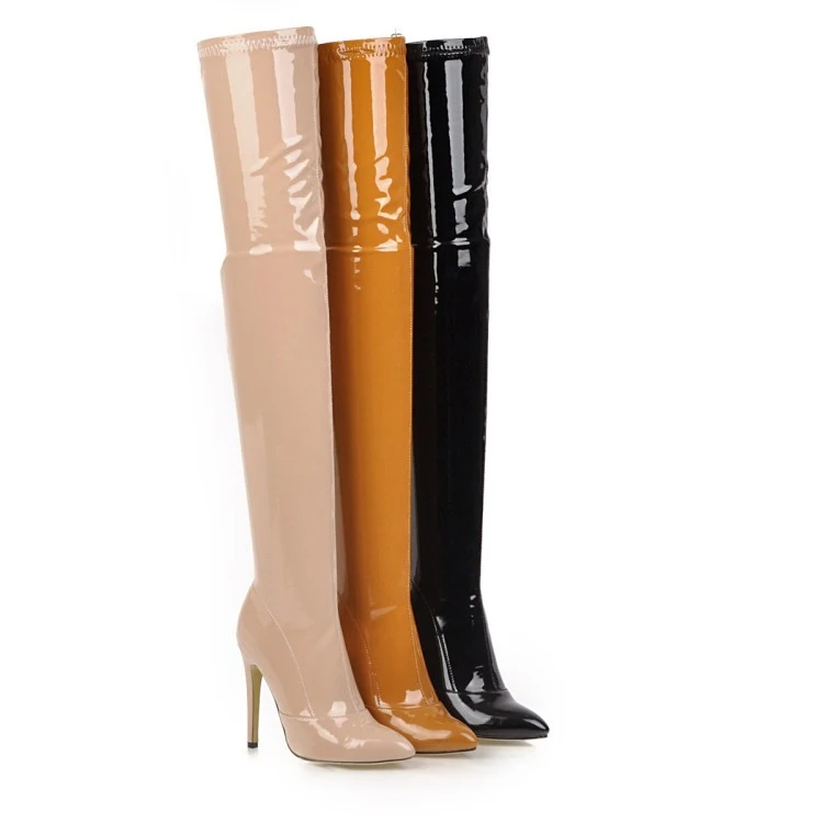 Over The Knee Boots Patent Leather High-heel Boots Women's Large Size Shoes. Elevate your style with these fashionable a — photo 3