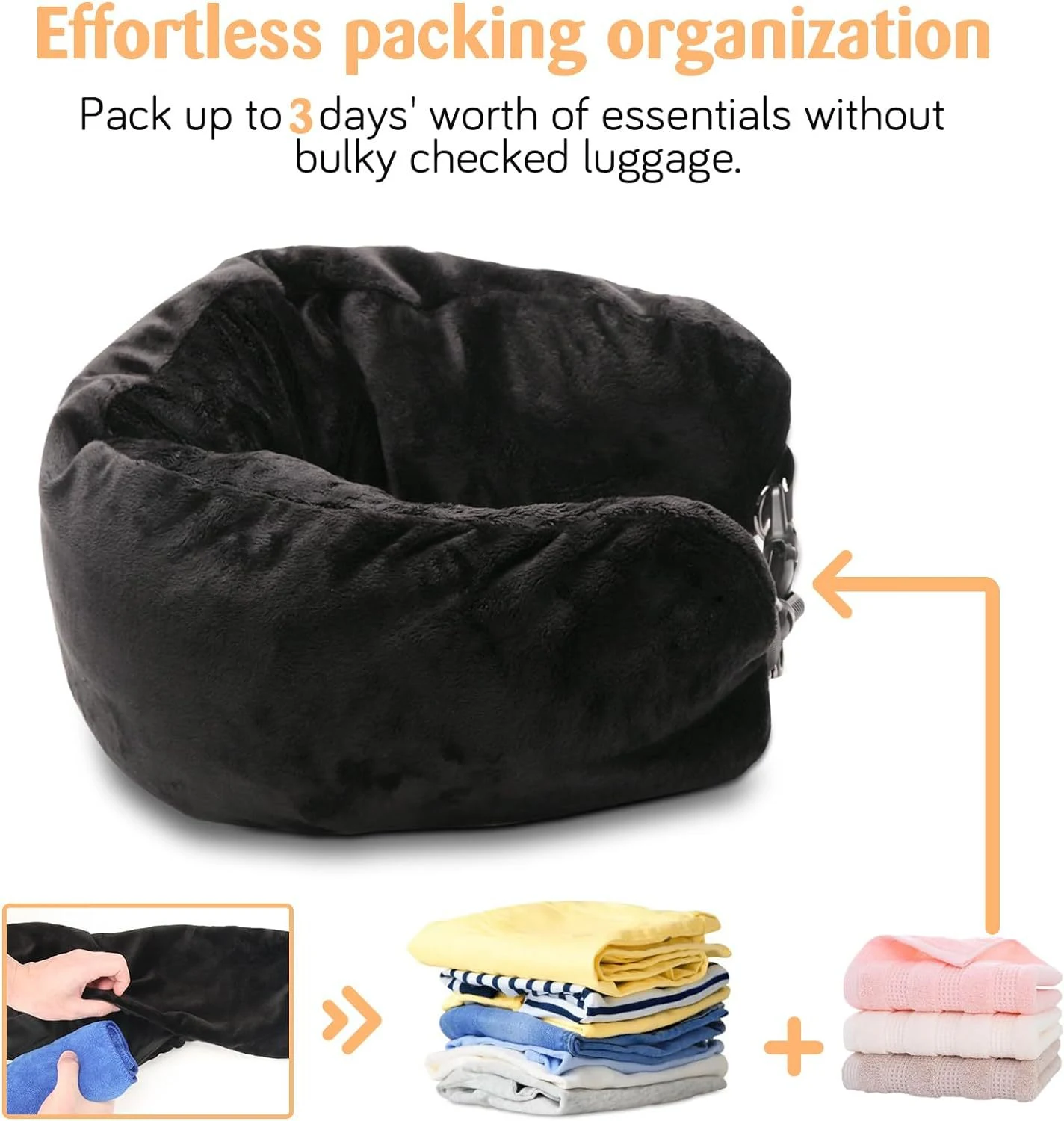 Travesseiro em U recarregável para viagem Roupa multifuncional Suporte para cabeça e pescoço, ideal para viagens e voos, conforto e praticidade. — foto 12