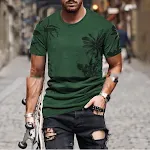 Camiseta masculina de manga curta com estampa vintage para primavera e verão, moda casual, leve e confortável para um visual descontraído. — foto 24