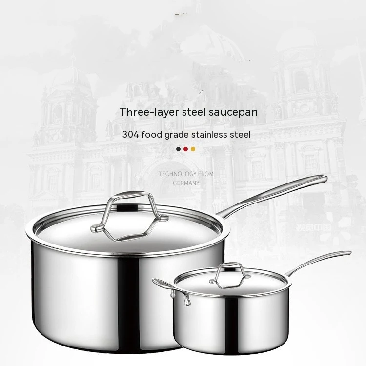 Title 2, 304 Stainless Steel Single Handle Sauce Pot wit...