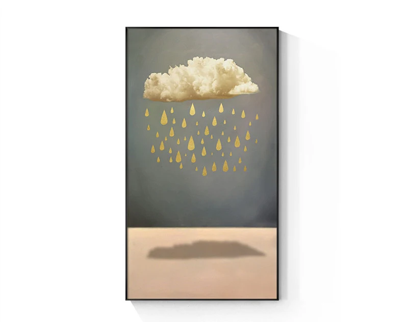 Poster de tela Golden Boat, pintura abstrata de paisagem natural, ideal para decorar sua casa com arte que traz tranquilidade e um toque artístico. — foto 5
