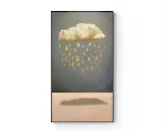Poster de tela Golden Boat, pintura abstrata de paisagem natural, ideal para decorar sua casa com arte que traz tranquilidade e um toque artístico. — foto 5