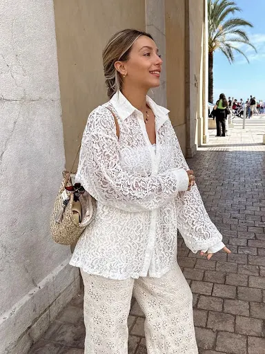 Title 5, Womens Fashion Casual Lace Hollow Shirt Breath...