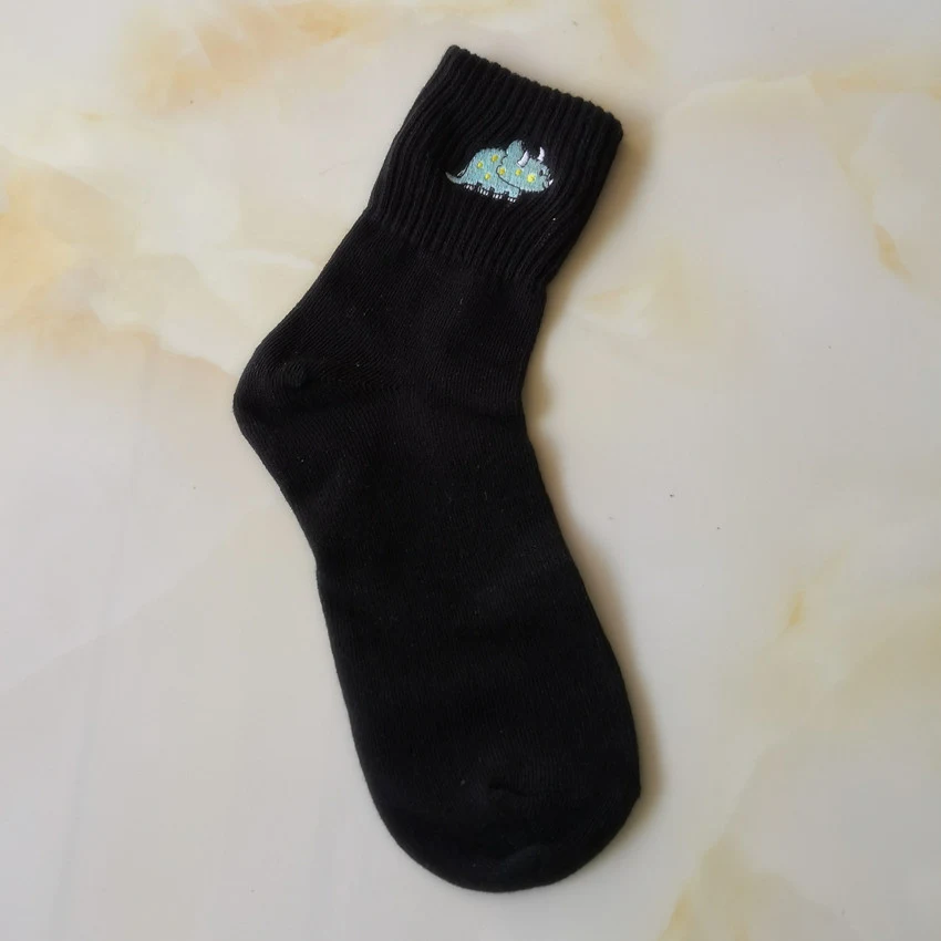 Cotton Embroidered Dinosaur Women's Medium Hose Socks — photo 2