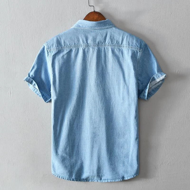 Title 6, Camisa Jaqueta Jeans de Algodão de Verão Mascul...