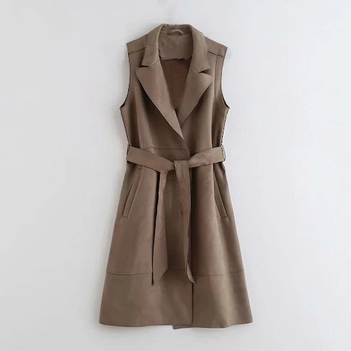 Title 6, Dames losse suède-look vestjas met kant aan de ...