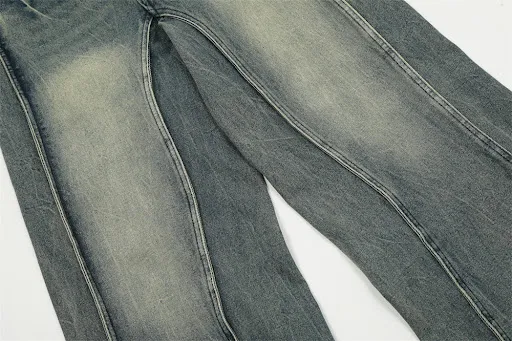 Title 3, Mens Irregular Stitching Skinny Jeans