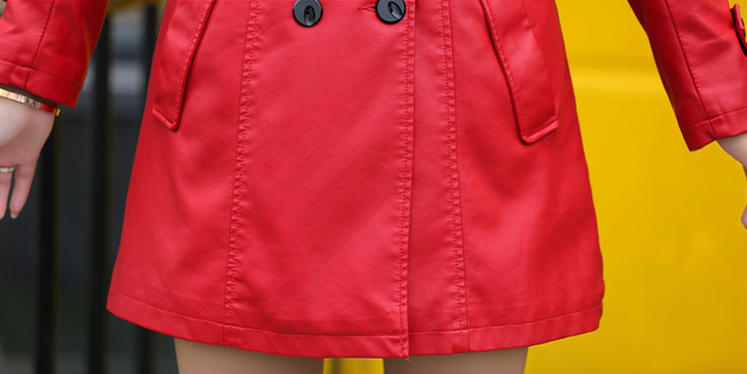 Title 15, Trench coat de couro PU slim fit para mulheres....