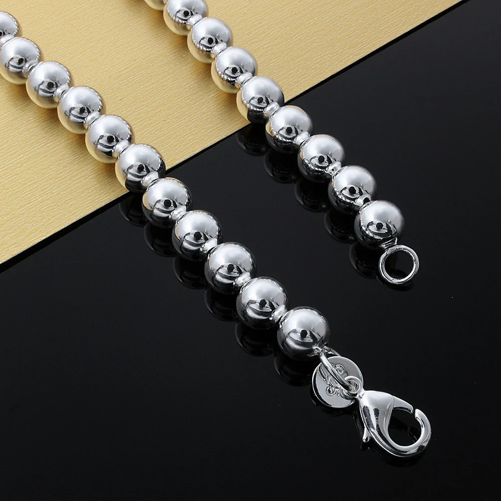 Colar com contas de Buda de 8MM banhado a prata 925. Paz e estilo em uma joia elegante para meditação e uso diário. — foto 3