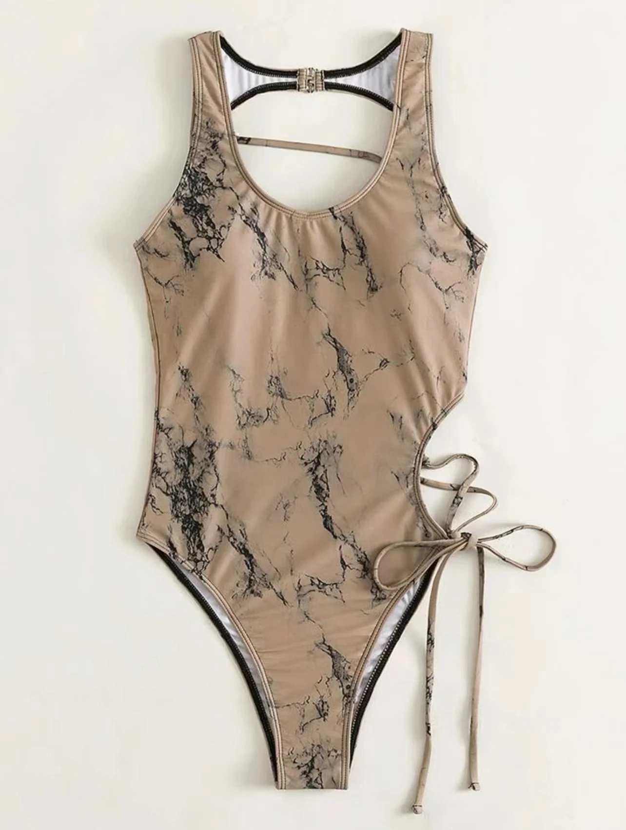 Title 7, Sexy Back Cutout Tie One Piece Swimsuit Bikini