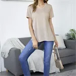 V-neck Side Seam High Slit Casual Short Sleeves — photo 1