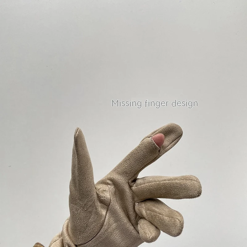 Title 3, Womens Fashionable All-match Suede Bow Gloves....