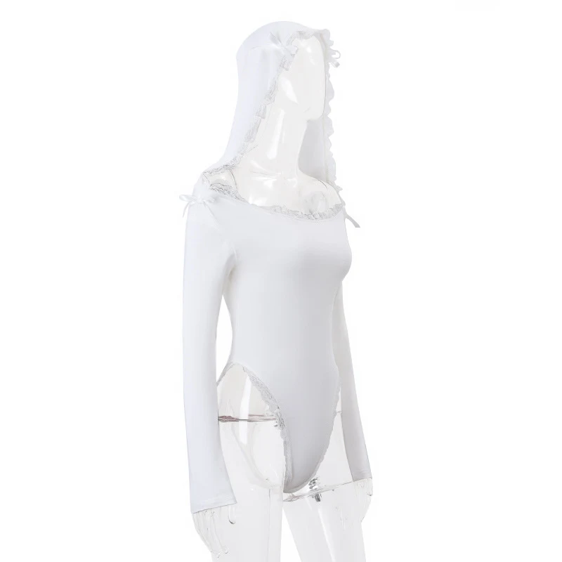 Title 6, Womens Hooded Lace Long-sleeved Jumpsuit Elega...