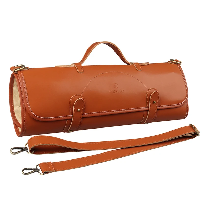 Portable Leather Chef Knife Storage Bag Roll Up Chef Knife Wrap Type Protect and transport your kitchen knives safely — photo 2