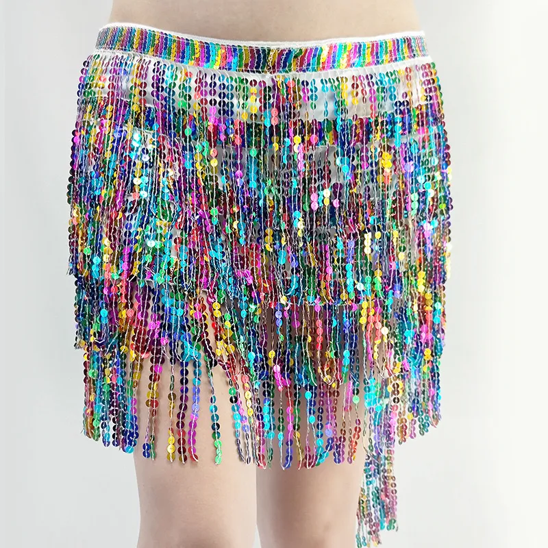 Vestido de Dança do Ventre com Corrente de Cintura de 4 camadas de Tassels e Lantejoulas Feminino. Brilhe e Dance! — foto 4