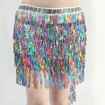 Vestido de Dança do Ventre com Corrente de Cintura de 4 camadas de Tassels e Lantejoulas Feminino. Brilhe e Dance! — foto 4