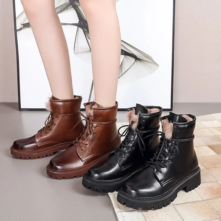 Title 6, Botas curtas femininas de sola grossa estilo br...