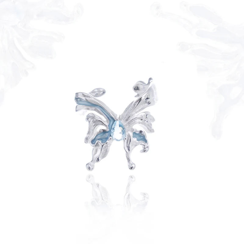 Anel de borboleta epoxy azul gelo feminino Design especial e elegante Joia única e um presente ideal para mulheres — foto 4