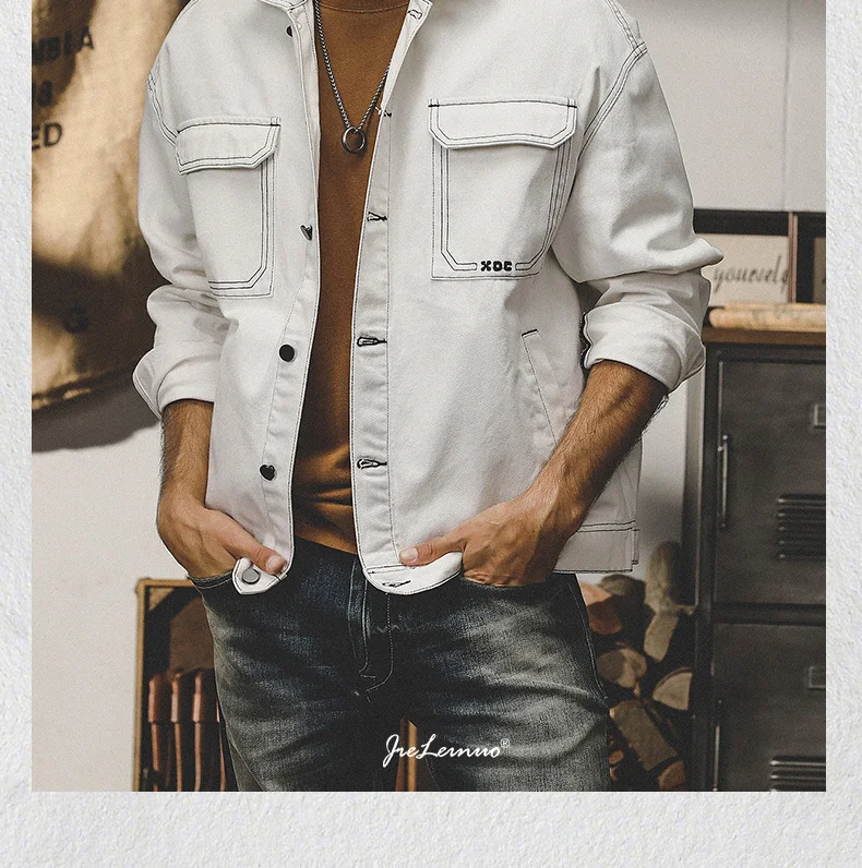 Title 4, Giacca di Jeans Uomo Autunno Stile Americano Se...