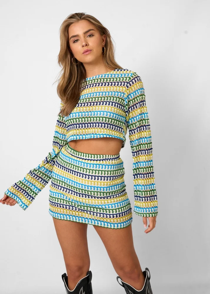 Title 26, Lace Midriff Outfit Bell Sleeve Top Hip Skirt S...