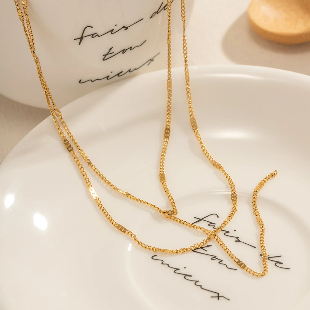 Colar Y Duplo Camadas Aço Inox Dourado 18K Joia Feminina Sofisticada e Elegante Presente Perfeito Para Mulheres — foto 4