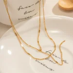 Colar Y Duplo Camadas Aço Inox Dourado 18K Joia Feminina Sofisticada e Elegante Presente Perfeito Para Mulheres — foto 4