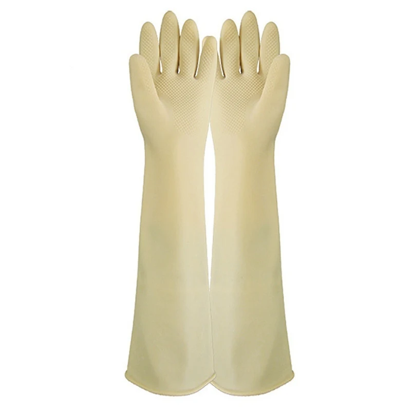 Luvas de trabalho de látex natural de 60cm, espessas e longas, impermeáveis e antimanchas, para proteção laboral. — foto 4