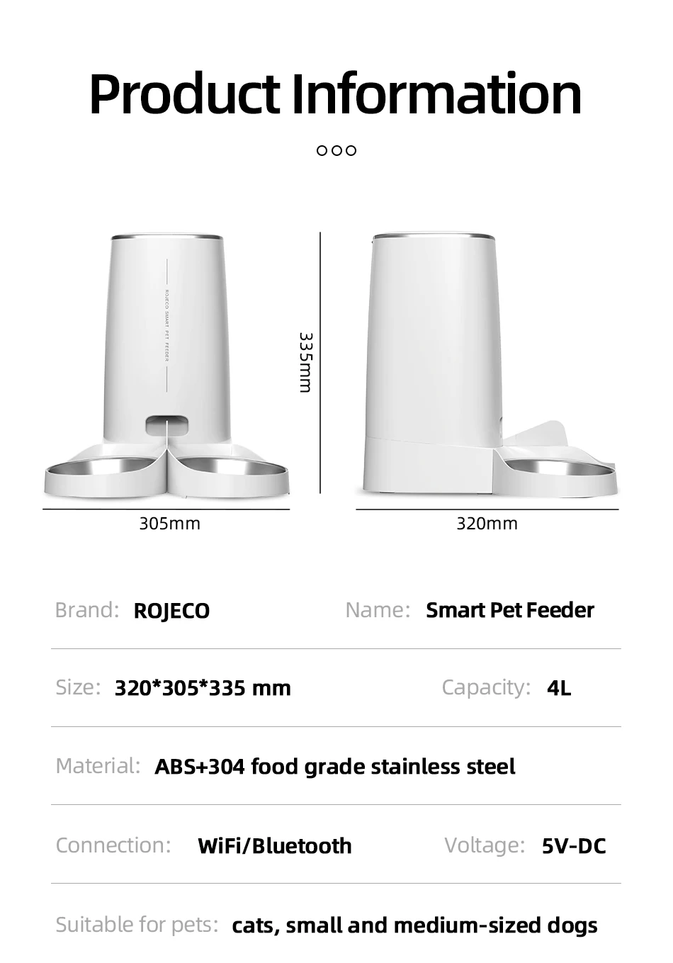 Title 12, ROJECO Automatic Cat Feeder Pet Smart Cat Food ...
