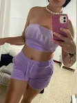 Completo shorts e top con strass per donna, perfetto per l'estate. Valorizza la tua figura con questo completo sensuale ed elegante. — foto 10