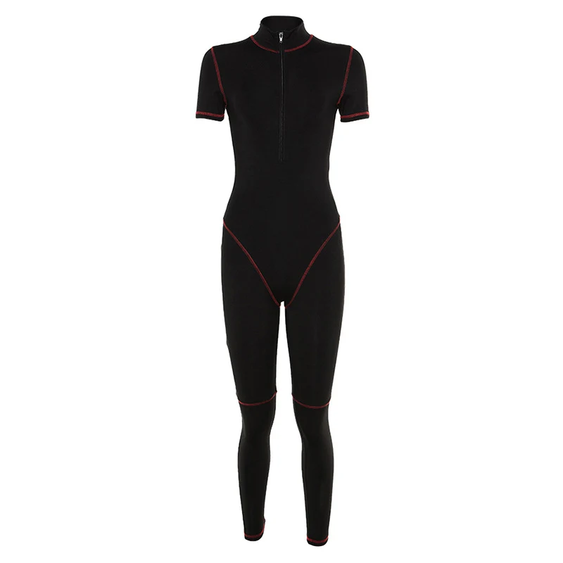 Title 6, Slim-fit skinny jumpsuit met contrasterende rits