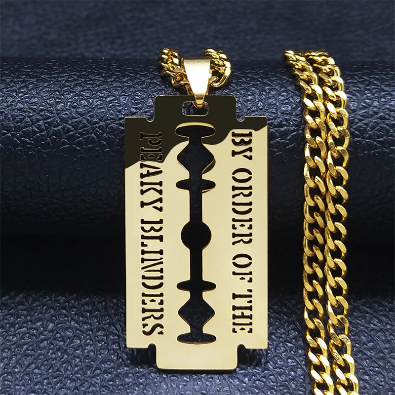 Hip Hop Blade Peaky Blinders roestvrijstalen armbandketting goud – Stoere heren sieradenset, perfect voor dagelijks gebruik. — foto 3