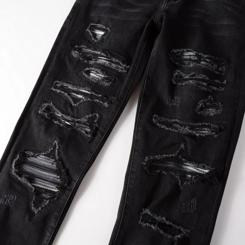 Title 6, Jeans negros para hombre de ajuste entallado, e...
