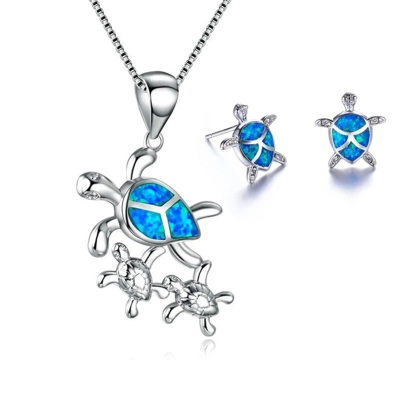 Conjunto Colar e Brincos de Tartaruga Opalina 5 Cores Moda Feminina Elegante Acessório para um Look Sofisticado e Moderno — foto 2