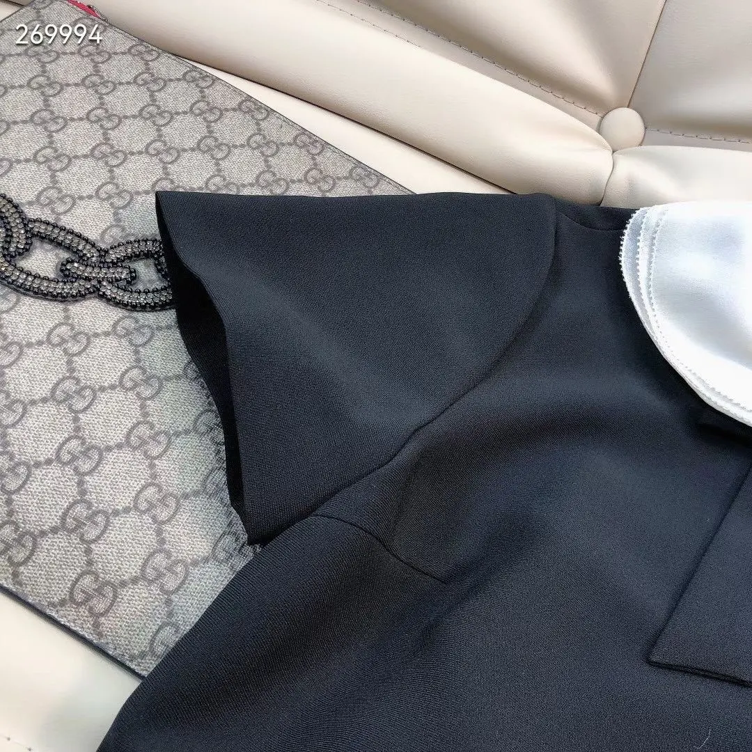Bow Tie Panel Contrast Lapel A-Line Dress. Achieve an elegant look for any occasion. Flattering design that enhances you — photo 4