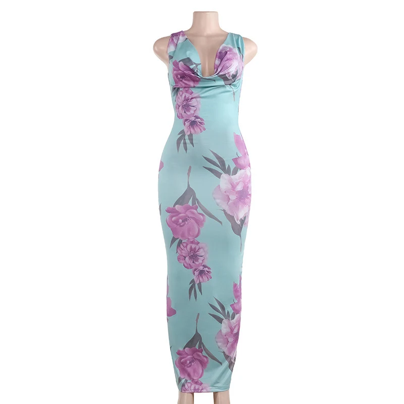 Fashion Temperament Printed Pockets Collar Vest Dress Women — photo 2
