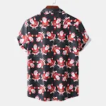 Christmas Ice Silk Digital Print Short Sleeve Floral Shirt, a cool and stylish option for festive seasons and warm weath — photo 1