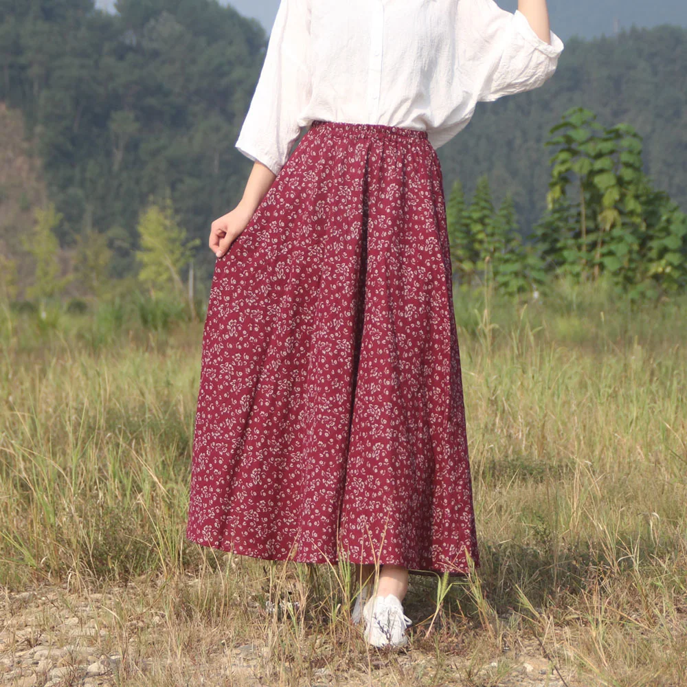 Women's Bohemian Big Swing Skirt, Cotton and Linen Long Skirt, perfect for summer. Offers comfort, style, and a flowing, — photo 16