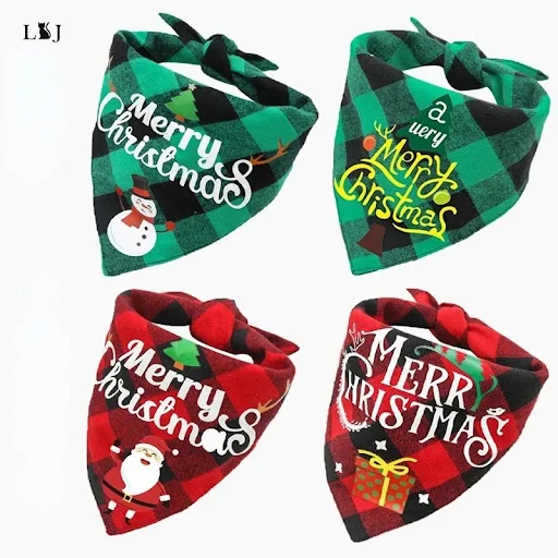Double-Sided Dual-Use Pet Puppy Cat Scarf Bandana Christmas Triangle Scarf for Dog Small Large Washable Adjustable Acces — photo 1