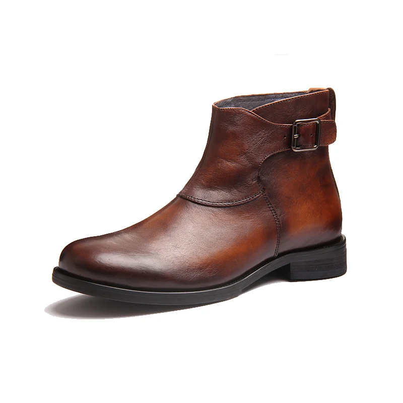 Title 3, Mens Genuine Leather Mid-Cut Martin Boots