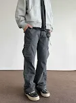 Pantalones cargo holgados y rectos con múltiples bolsillos, estilo retro desgastado y cepillado, para un look casual y funcional — foto 6