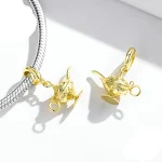 Pulseira com pingentes de cantil de prata esterlina S925, acessórios modernos. Leve suas bebidas com elegância, presente ideal para mulheres. — foto 5