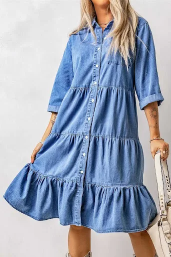 Title 5, Spring And Summer Dress Denim Button Shirt