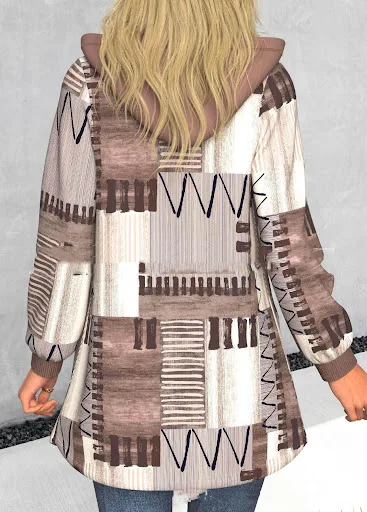 Title 3, Hooded Cardigan Pocket Coat Overcoat. A warm, c...