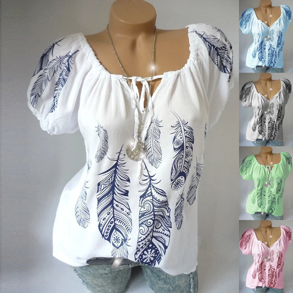 Title 5, New Summer Womens Fashion Short-sleeved Printe...