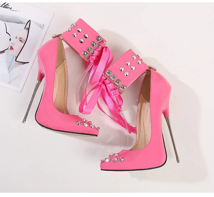 Women's high-heeled shoes with rivets and pointed toe, stylish and comfortable, perfect for any special occasion. — photo 2