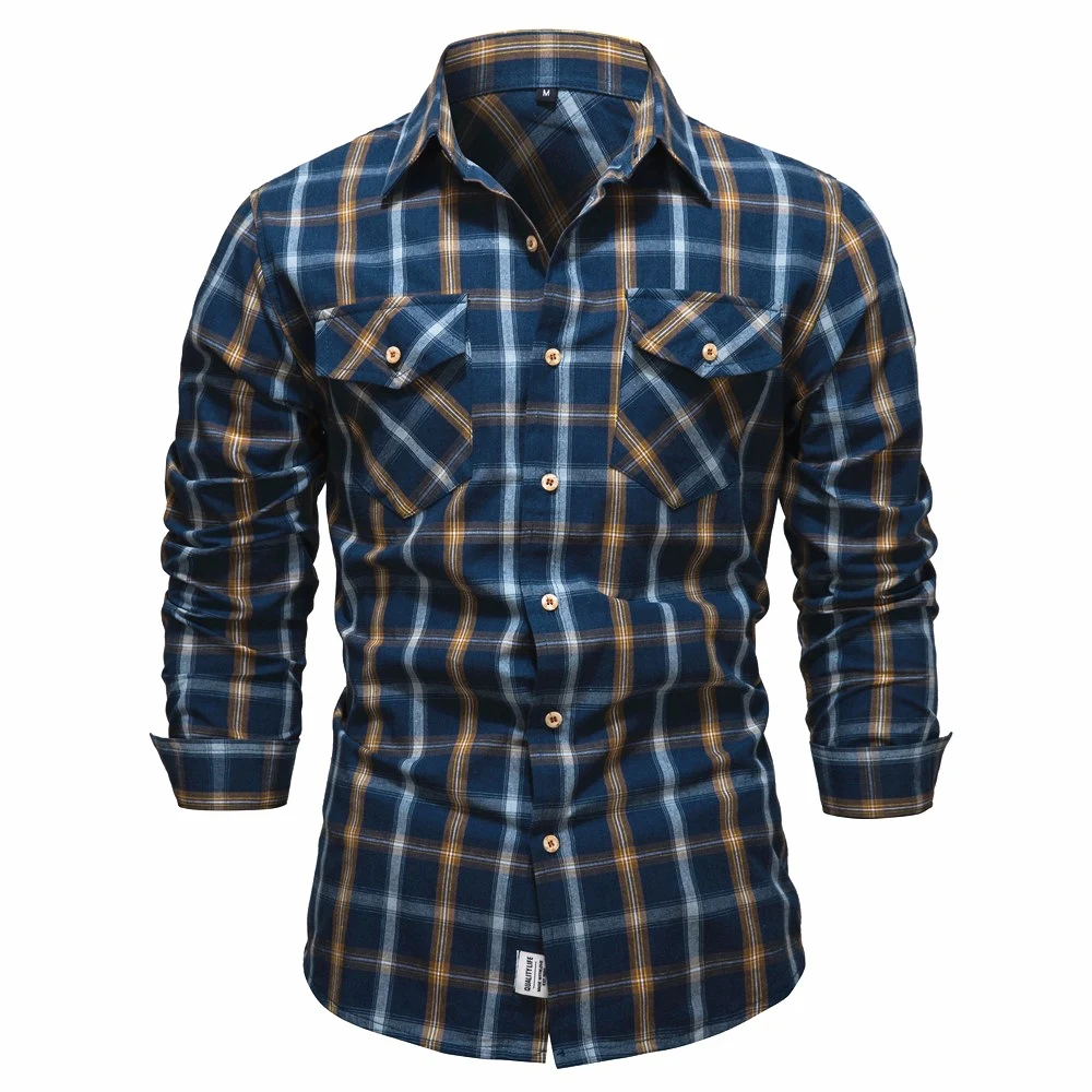 Camisa masculina manga longa com lapela e bolso decorativo Perfeita para um visual elegante e moderno Conforto e estilo em uma só peça Ideal para diversas ocasiões — foto 9