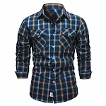 Camisa masculina manga longa com lapela e bolso decorativo Perfeita para um visual elegante e moderno Conforto e estilo em uma só peça Ideal para diversas ocasiões — foto 9