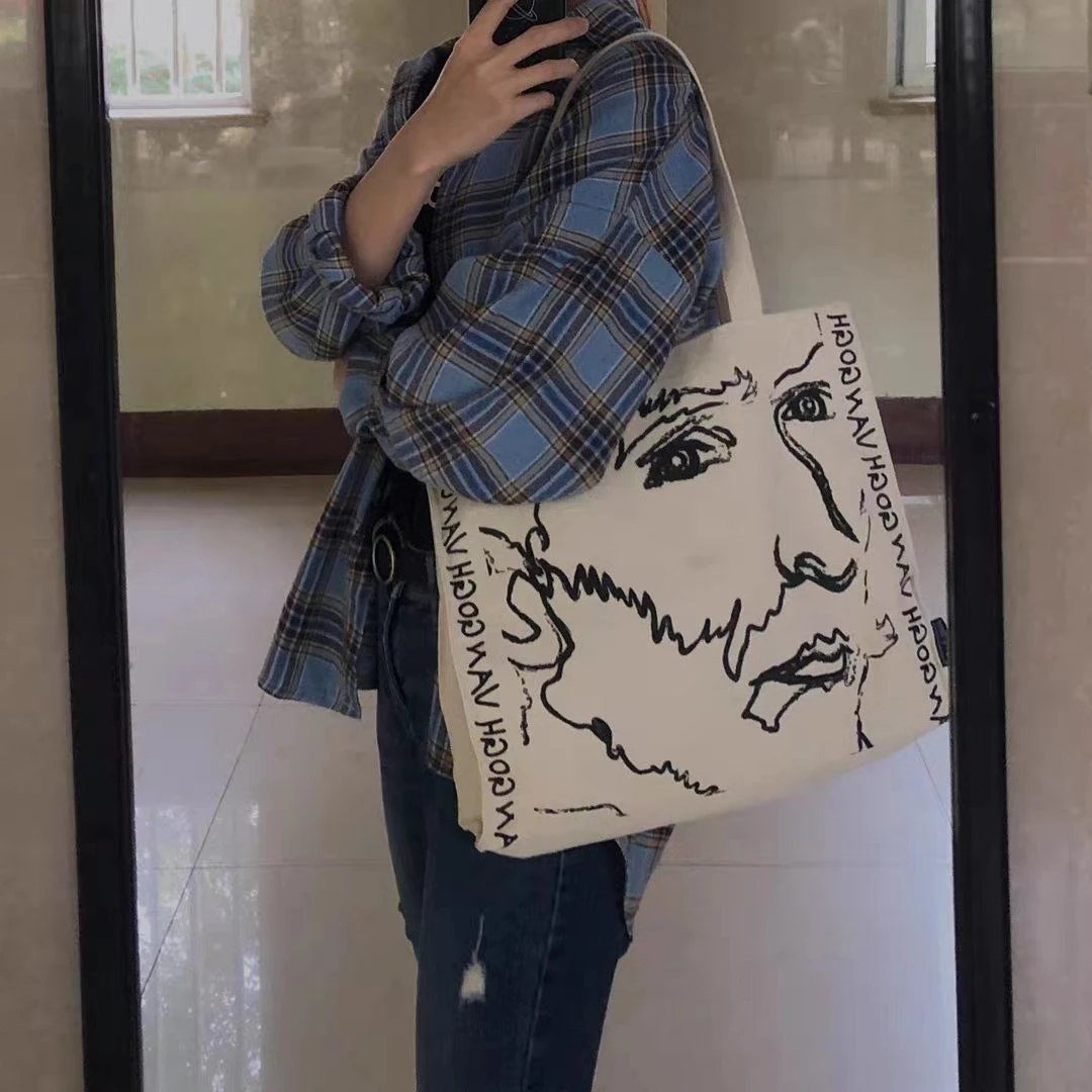 Title 5, One-shoulder thick canvas bag for art student c...