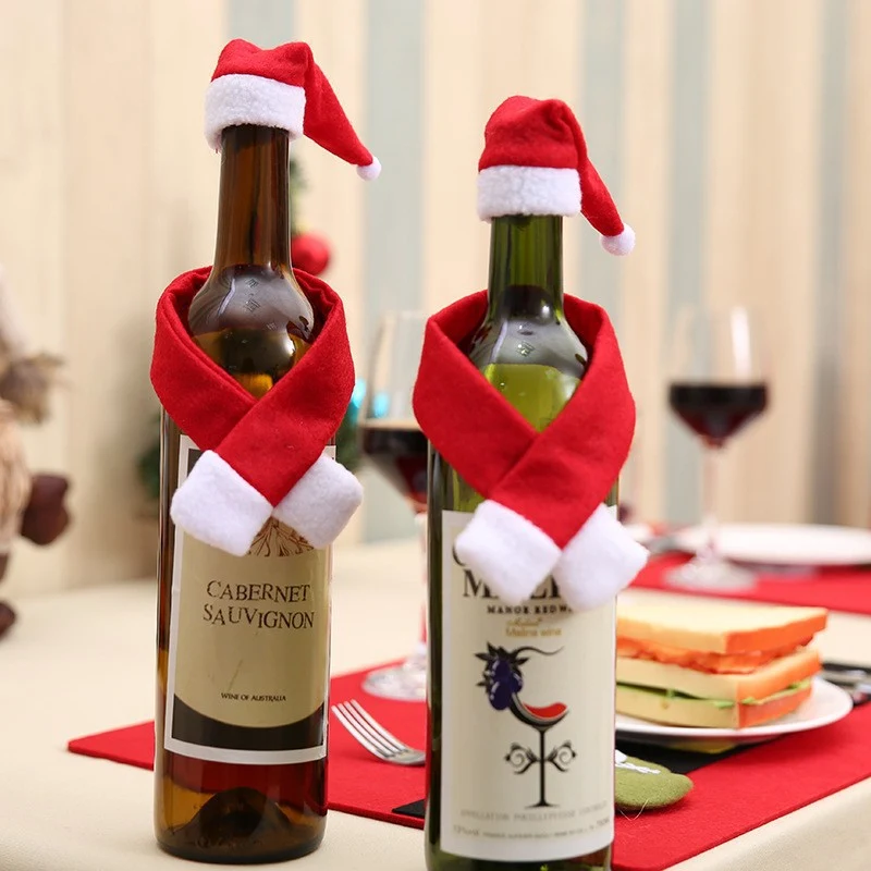 Christmas Creative Household Supplies Scarf Hat Wine Bottle Decoration Festive and Unique Home Decor for the Holiday Sea — photo 12