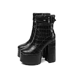 Women's Chunky Heel Platform Ankle Boots Plus Size 40-43 Side Zipper Martin Boots Chengdu Belt Buckle Comfortable and st — photo 31